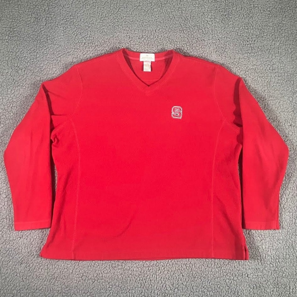 Antigua Womens NC State Wolfpack Red Fleece V-Neck Pullover XL NCAA Collegiate